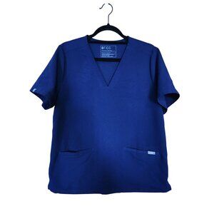 Figs Technical Collection Navy Blue V-Neck Scrub Top L With Pockets